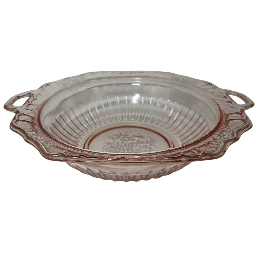 Vintage Anchor Hocking Serving Bowl Mayfair‎ Open Rose Pink Depression Glass